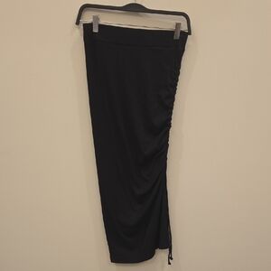 Michael Stars Black Ruched Side Midi Skirt Small